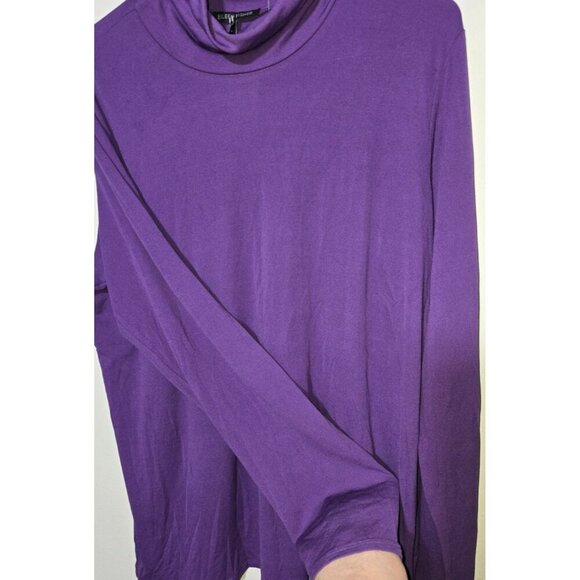 Eileen Fisher Turtleneck Sweater Silk L Purple Basics Layering Breathable Comfy - Picture 12 of 14